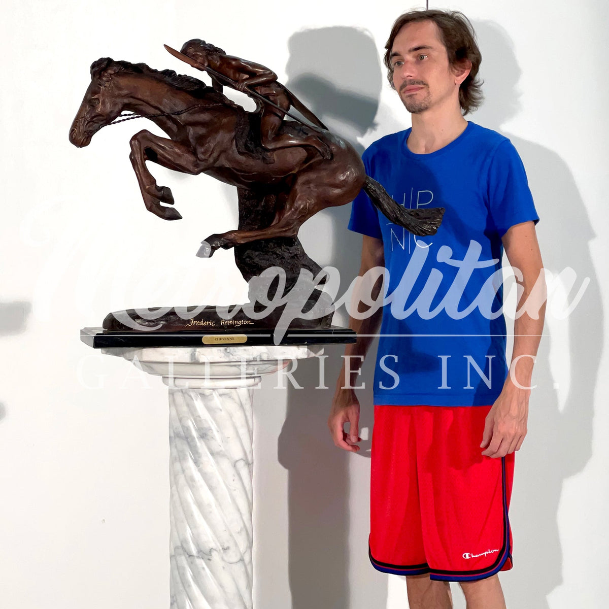 Remington 'Cheyenne' Table-Top Bronze Statue