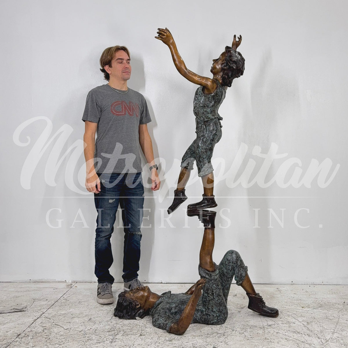Acrobatic Boys Bronze Statue