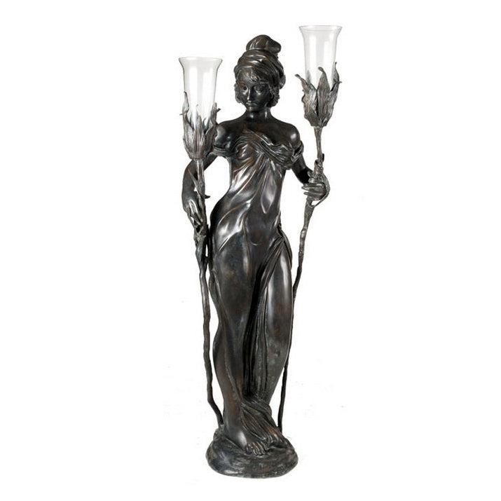 Lady holding Liana Lights Bronze Sculpture