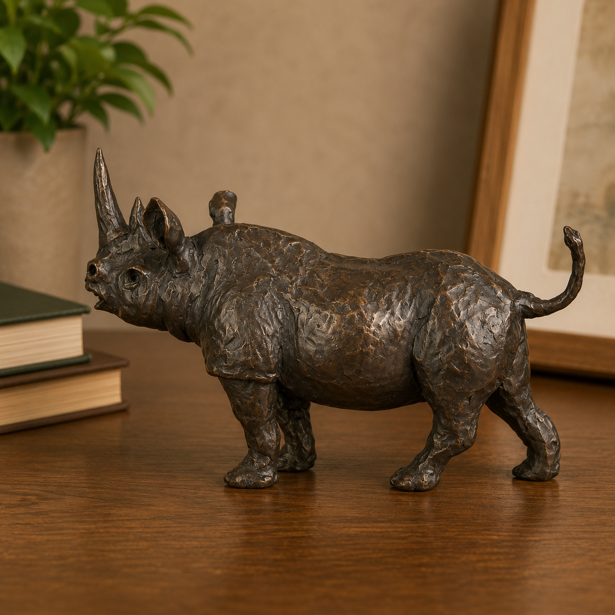 Forge and Forms Bronze Sculpture Bull Rhinoceros