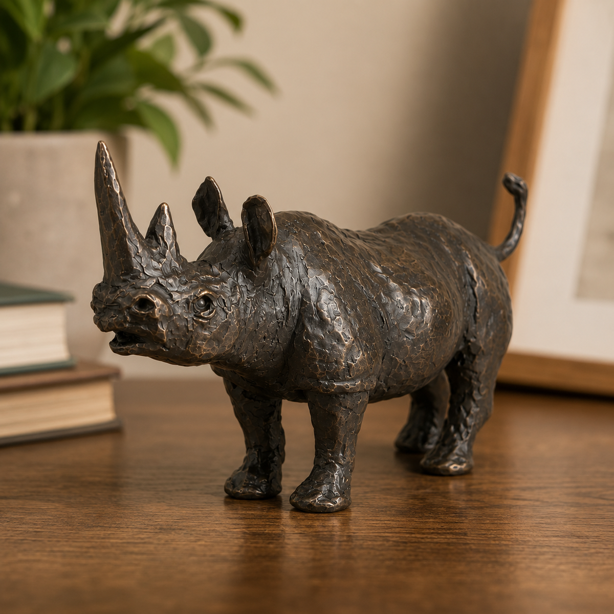 Forge and Forms Bronze Sculpture Bull Rhinoceros