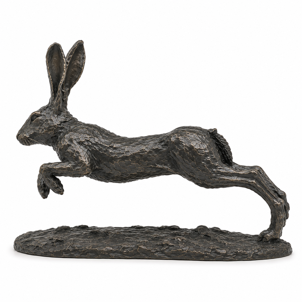 Neil and Fletcher Flying Hare Bronze Sculpture
