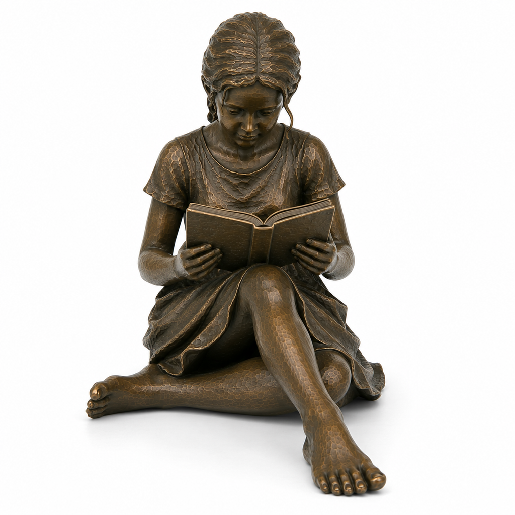 Forge and Forms Bronze Statue Sitting Girl Reading