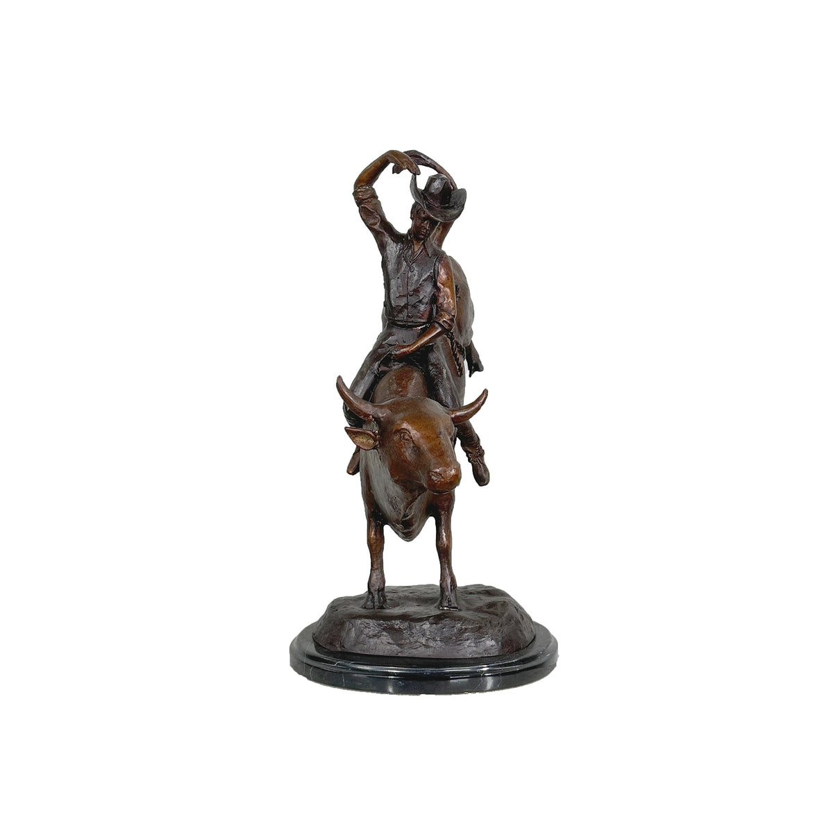 Rodeo Rider on Bull Table-Top Bronze Statue