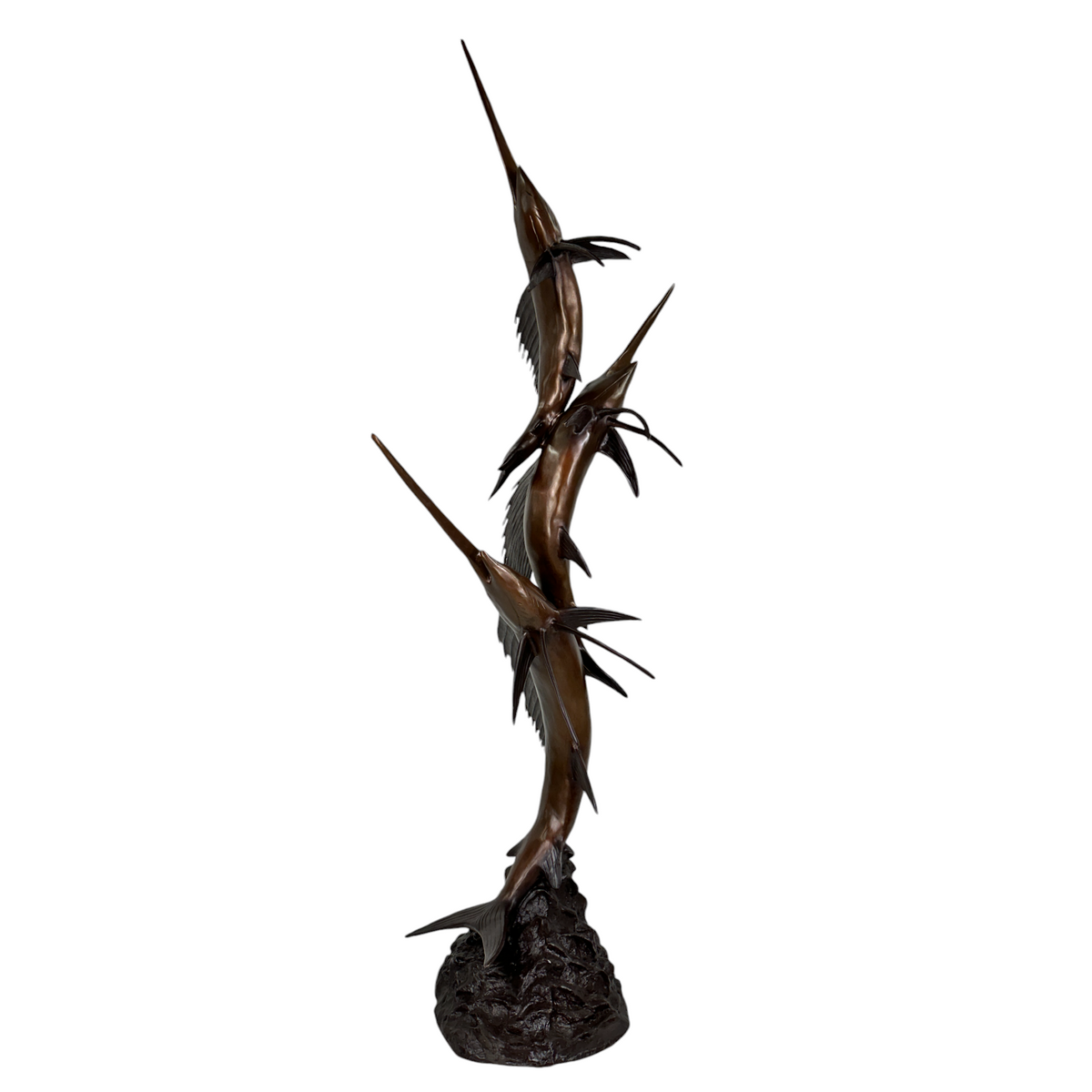 Swimming Sailfish Trio Fountain Bronze Statue