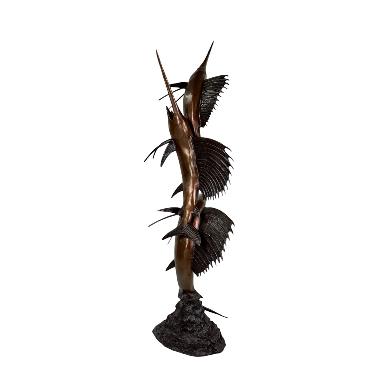 Swimming Sailfish Trio Fountain Bronze Statue