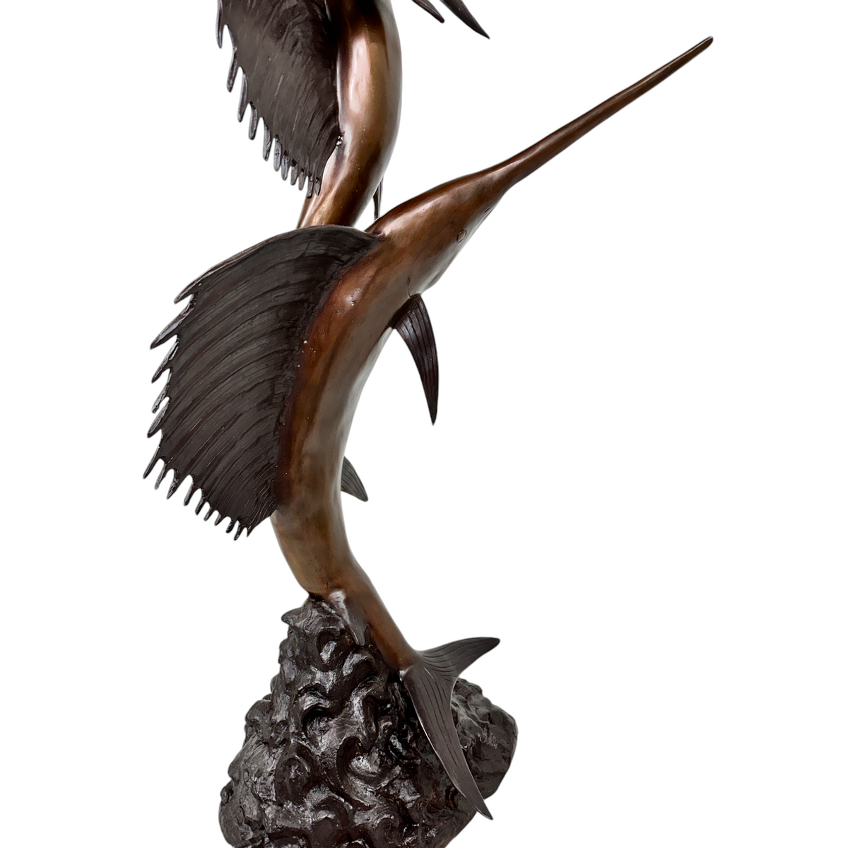 Swimming Sailfish Trio Fountain Bronze Statue