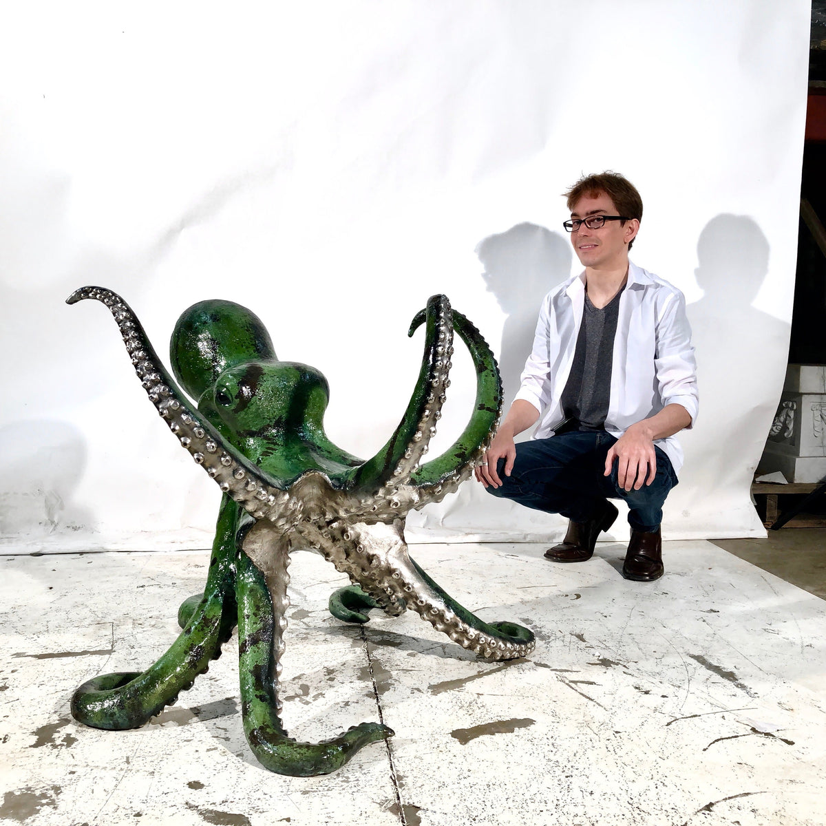 Octopus Bronze Table Base Statue