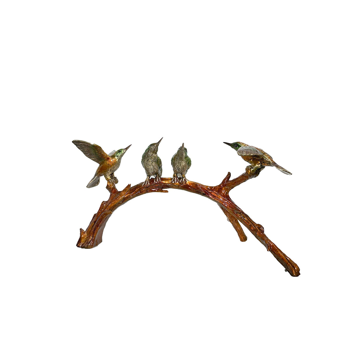 Four Colorful Hummingbirds Table-top Bronze Statue