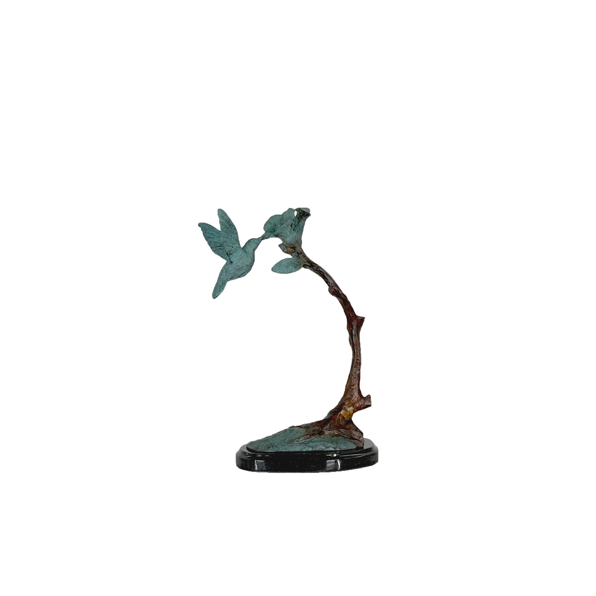 Hummingbird on Flower Bronze Table-top Statue