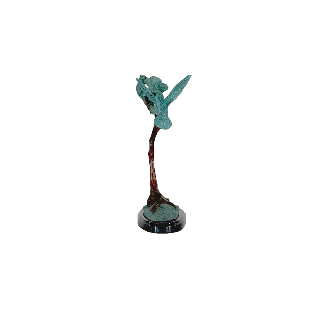Hummingbird on Flower Bronze Table-top Statue