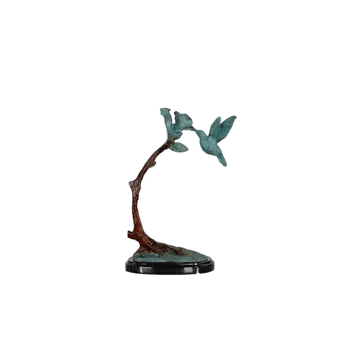 Hummingbird on Flower Bronze Table-top Statue