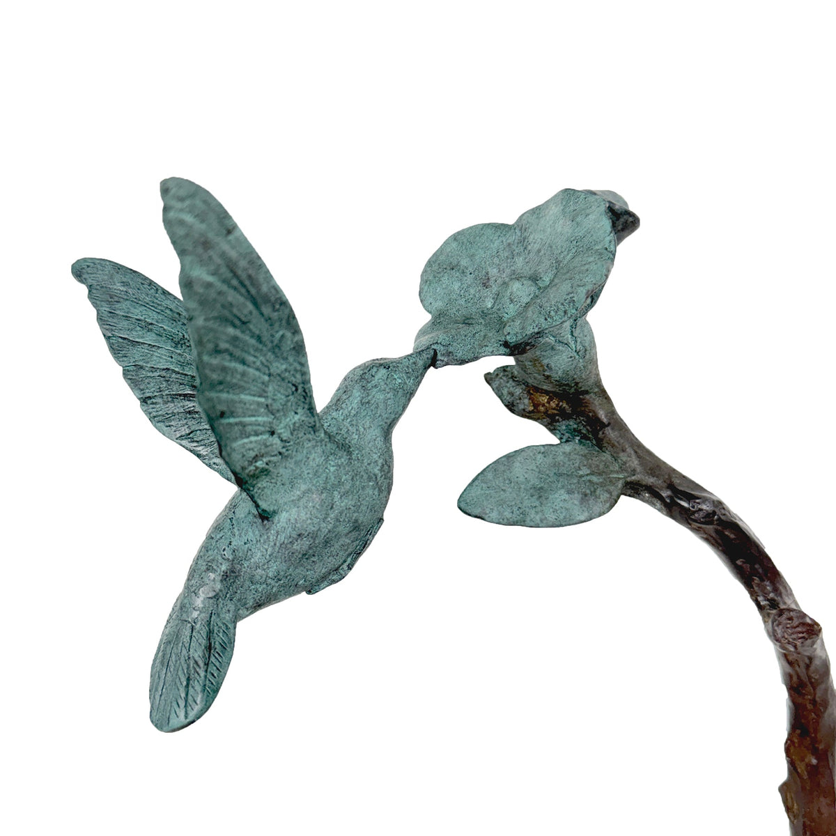 Hummingbird on Flower Bronze Table-top Statue