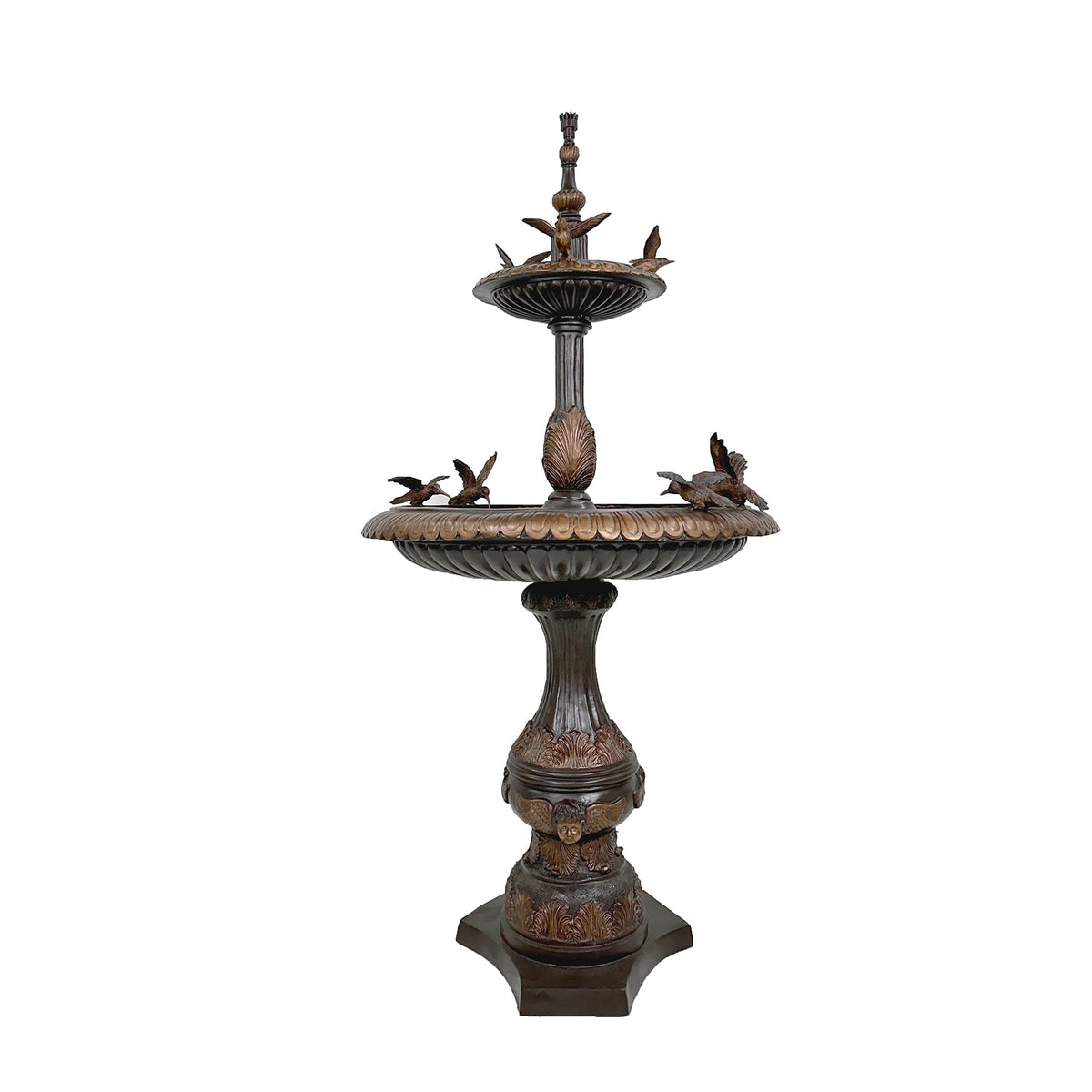 Hummingbirds Two Tier Bronze Fountain