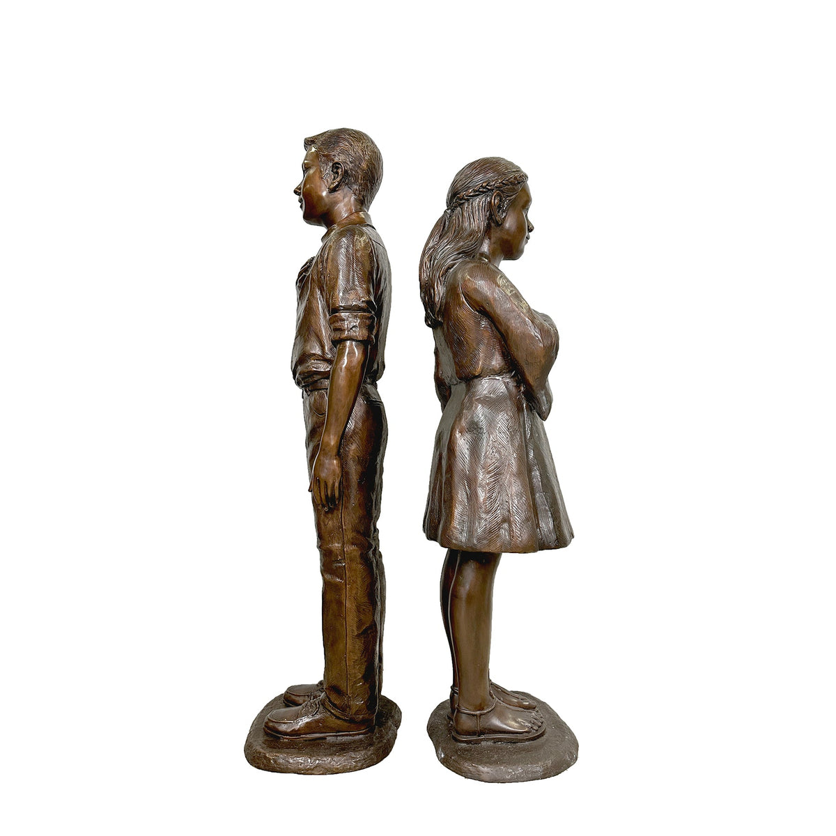 Pledging Boy & Girl Bronze Statue Set