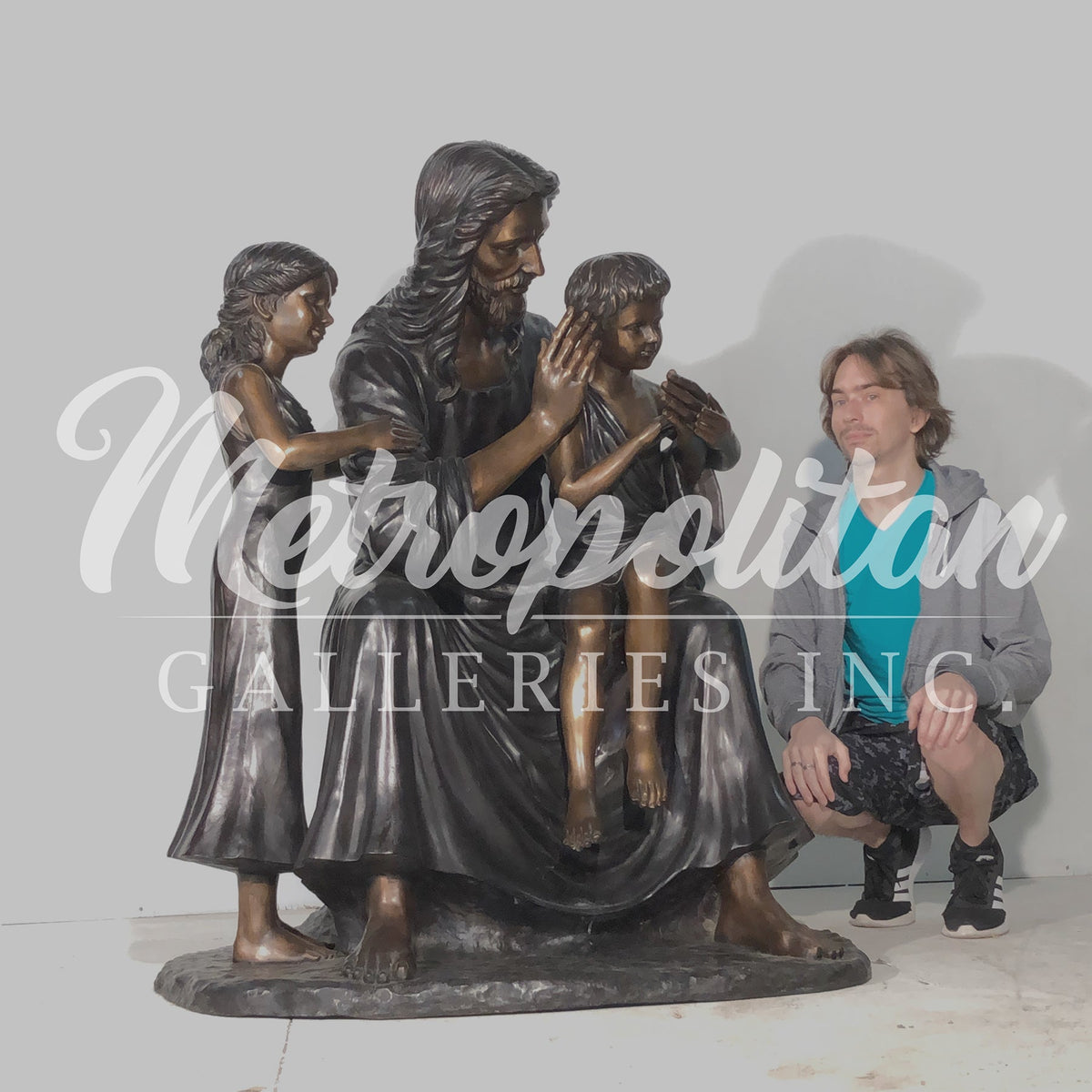 Jesus with Children Life-size Bronze Statue