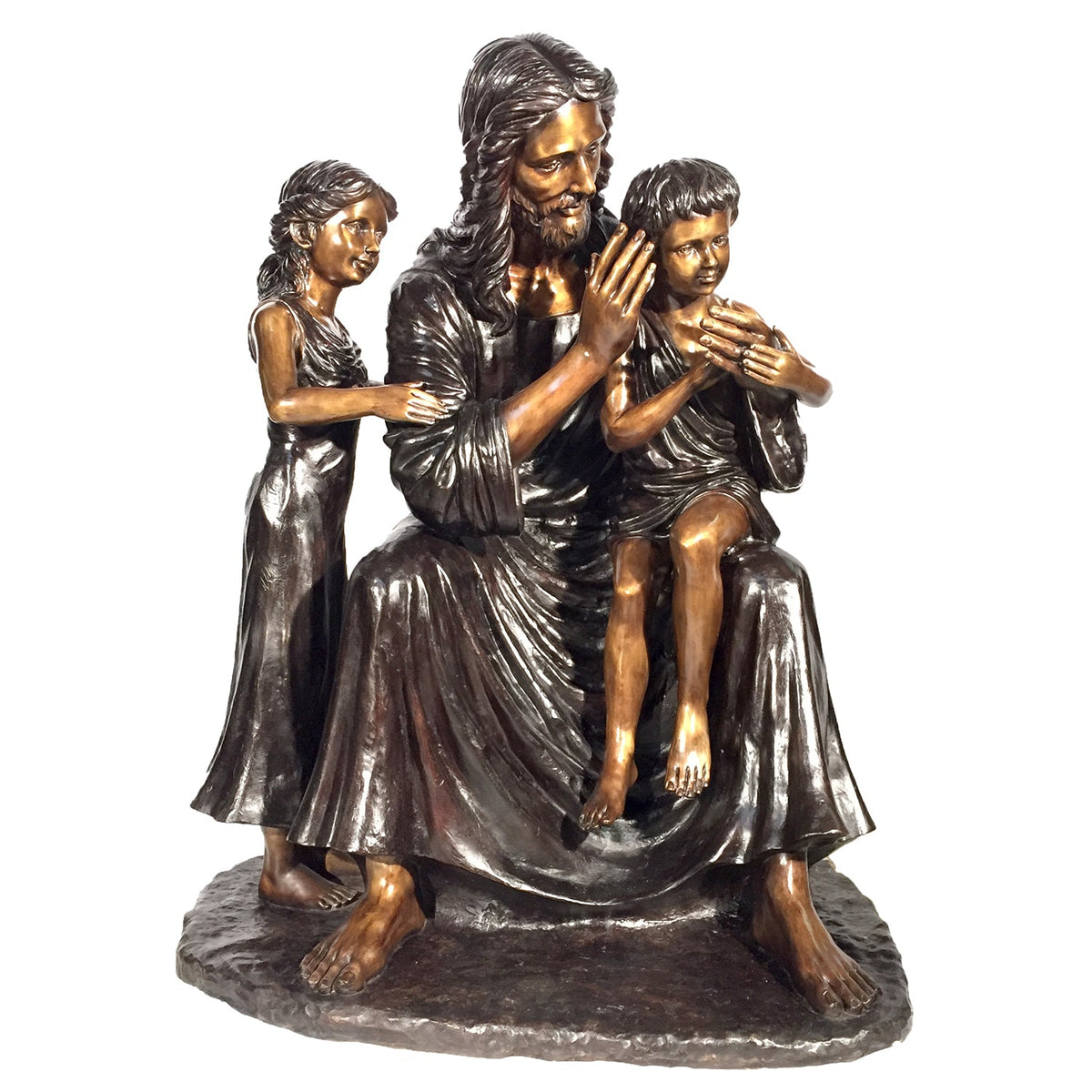 Jesus with Children Life-size Bronze Statue