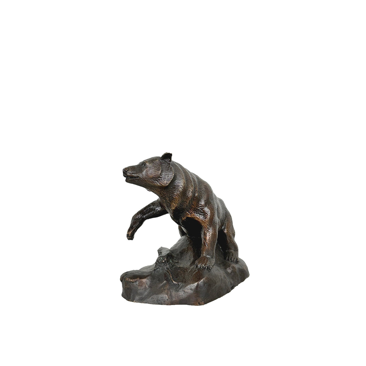 Bear on Rock Bronze Statue