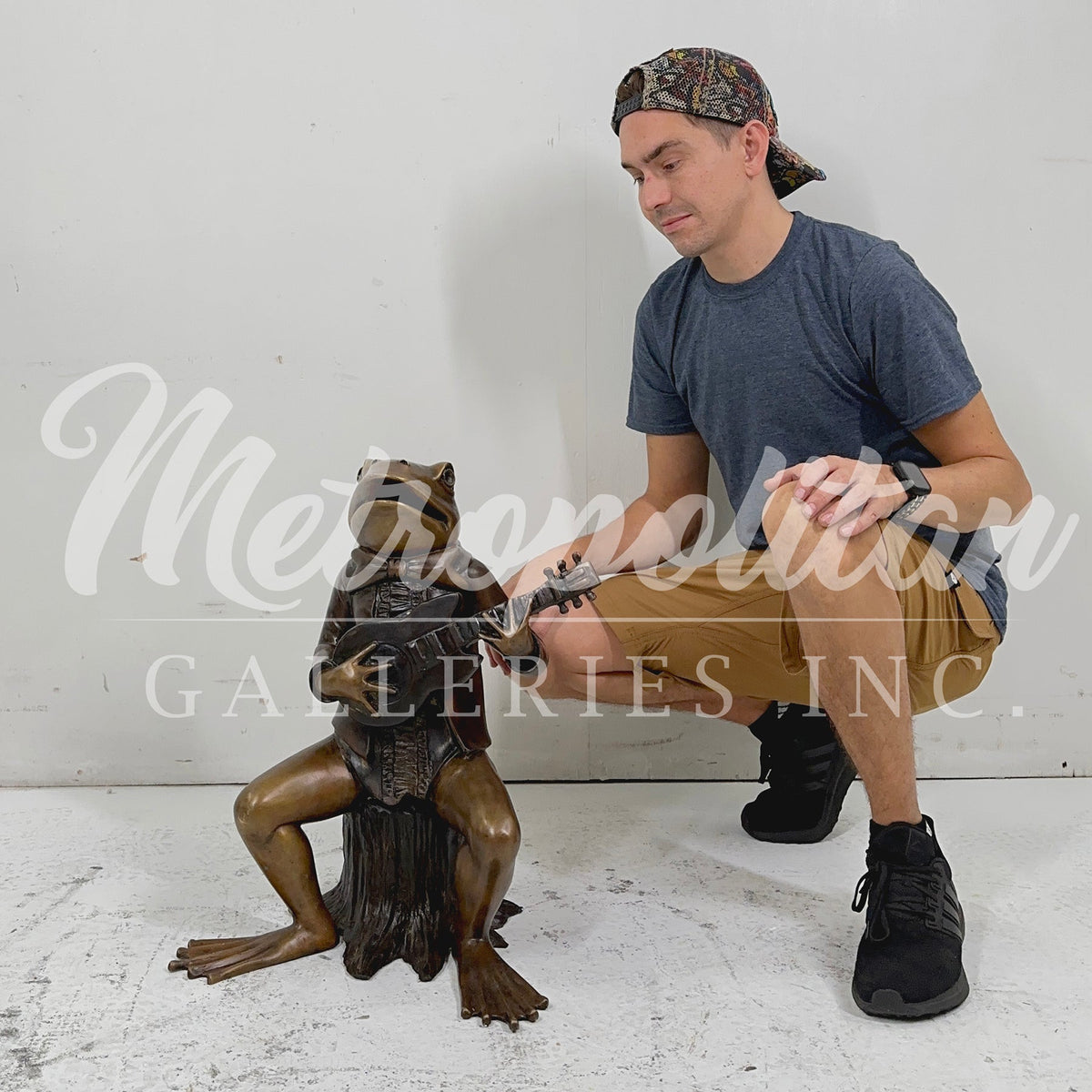 Frog Playing Guitar Bronze Sculpture