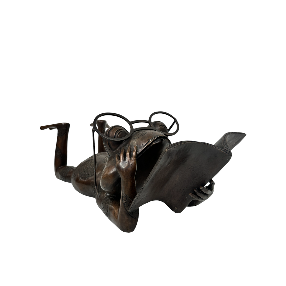 Frog Reading Book Bronze Fountain Statue