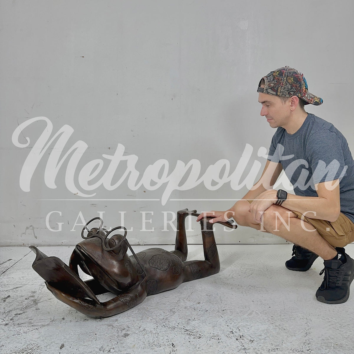 Frog Reading Book Bronze Fountain Statue