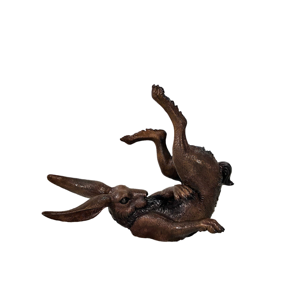 Tumbling Bunny Rabbit Table-top Bronze Statue