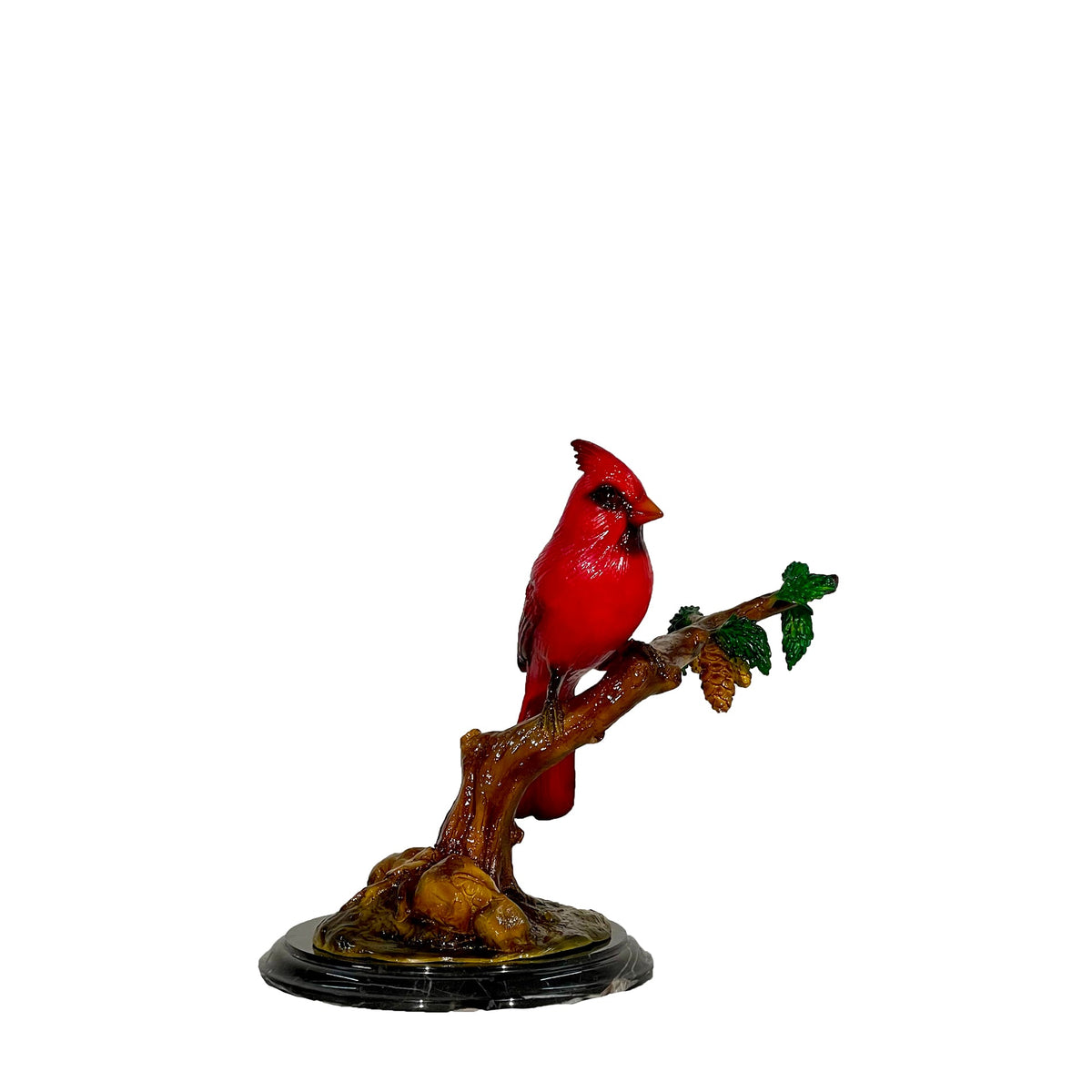 Cardinal Bird on Branch Table-top Bronze Statue