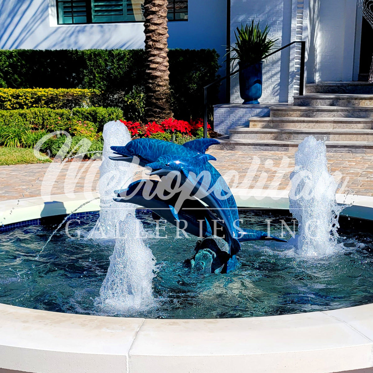 Three Dolphins Fountain Bronze Statue
