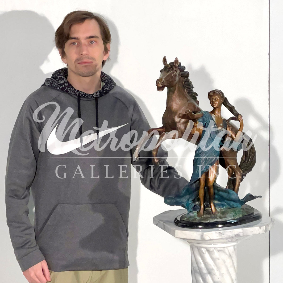 'Far & Away' Lady with Horse Table-top Bronze Statue