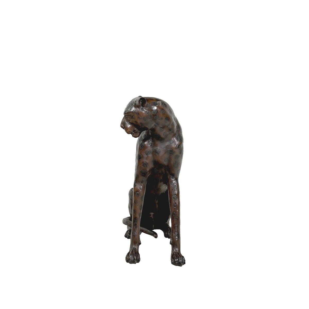 Sitting Leopard Bronze Statue