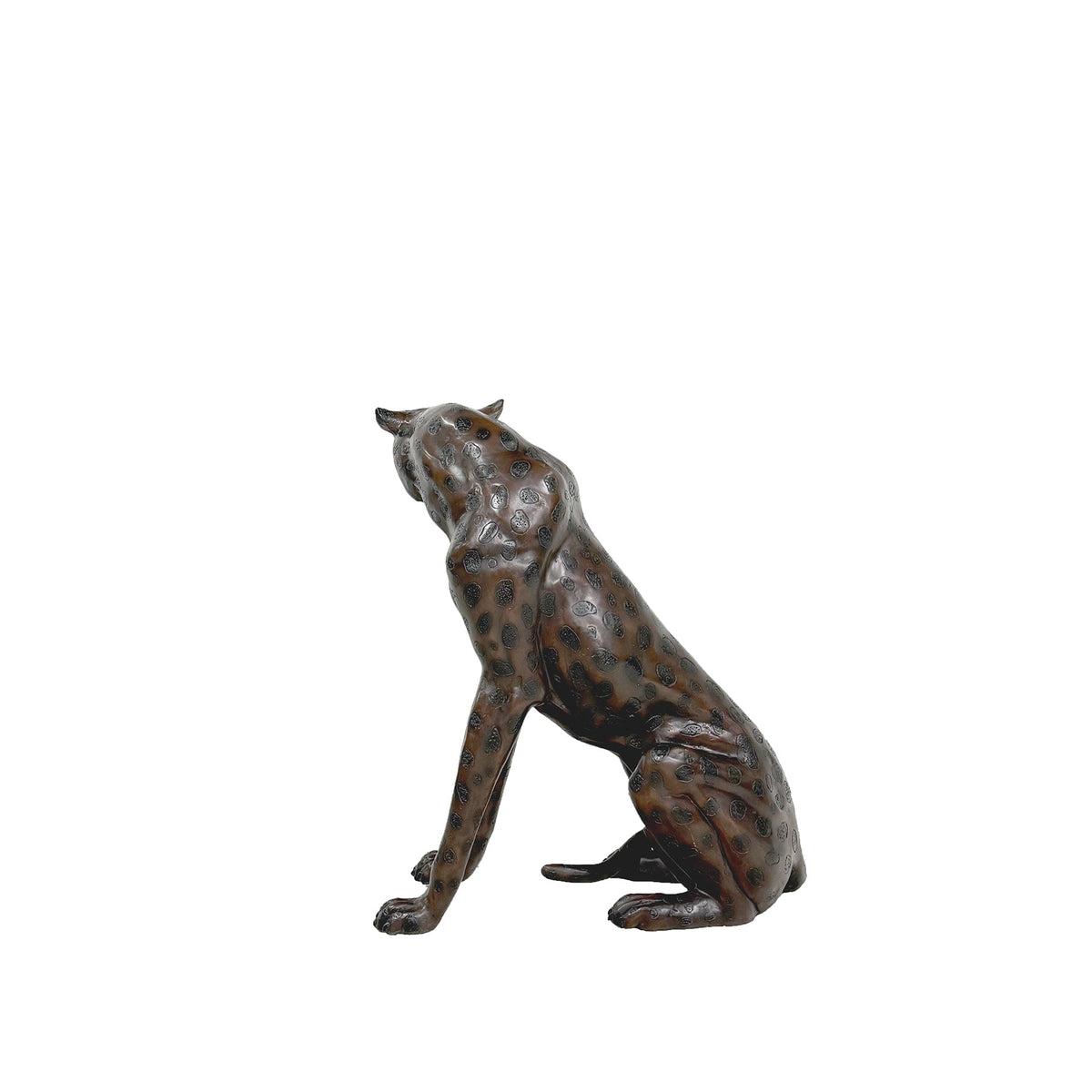 Sitting Leopard Bronze Statue