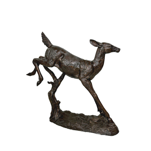 Jumping Fawn Bronze Statue