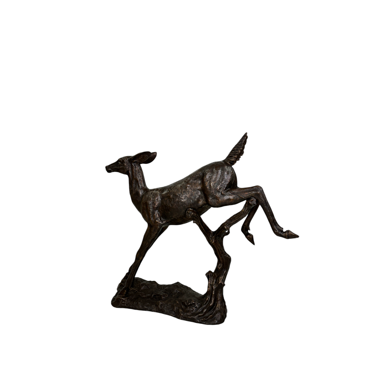 Jumping Fawn Bronze Statue