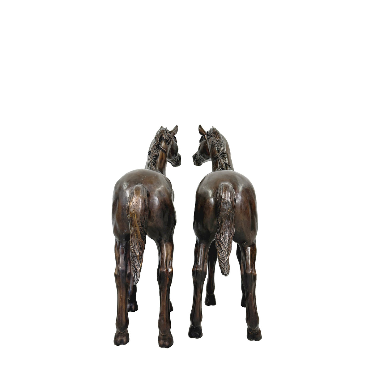 Medium Standing Horse Bronze Statue Pair