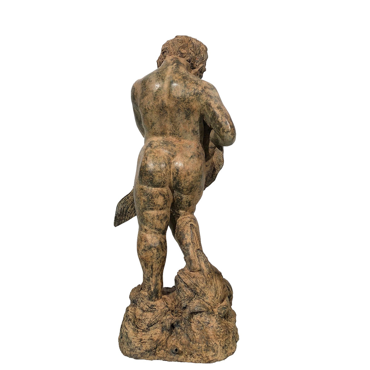 Putto holding Fish Bronze Fountain Statue